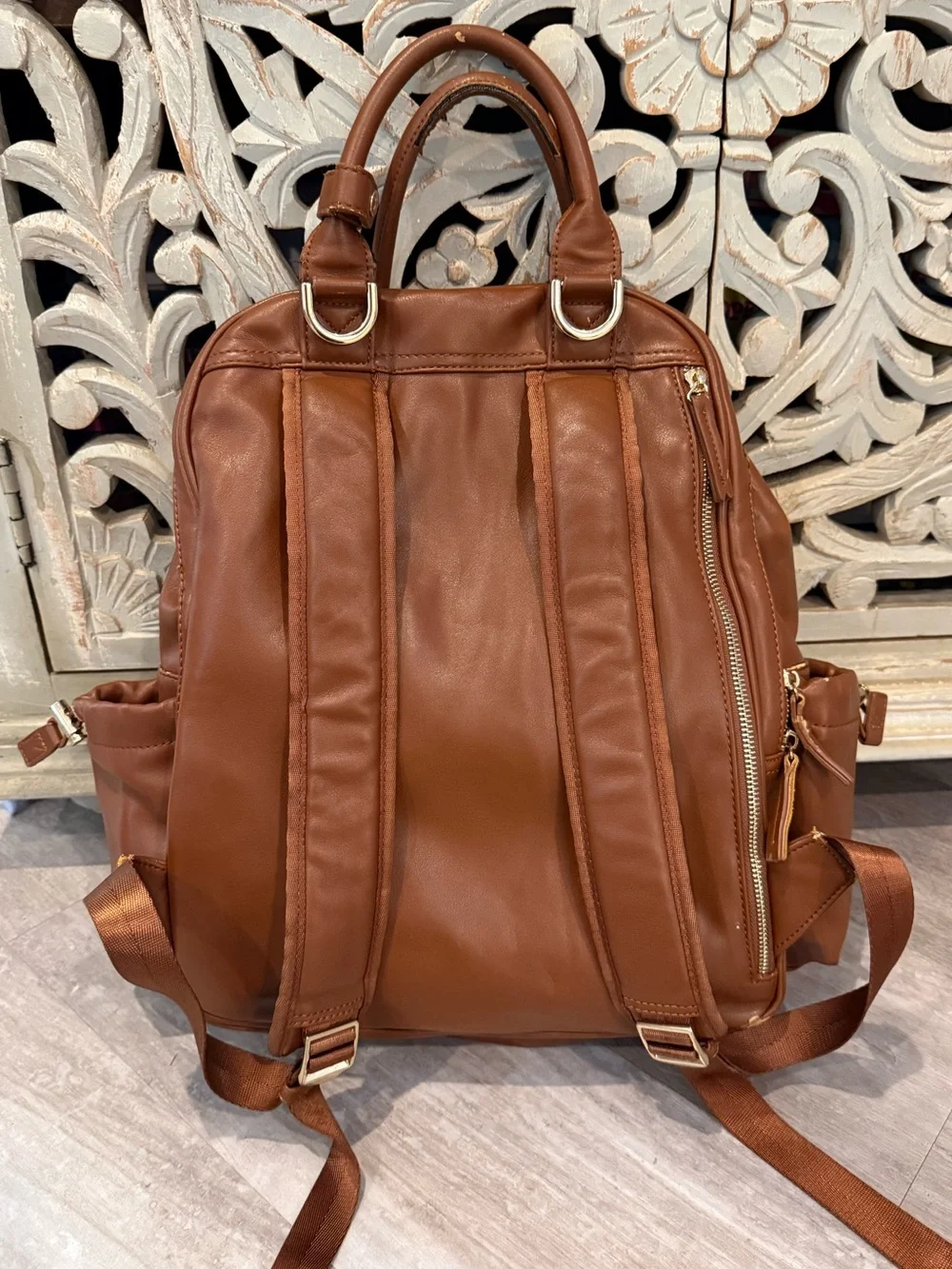 JuJuBe Million Pockets Deluxe Backpack Spice Brown Vegan Leather Diaper Bag